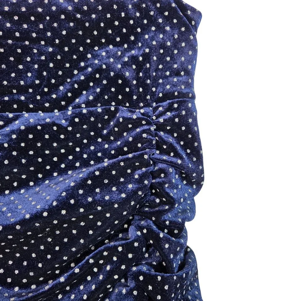 Sugarlips XL Nelly Dot Velvet Blythe Sleeveless Cocktail Top in Navy Blue Velvet - Picture 5 of 7